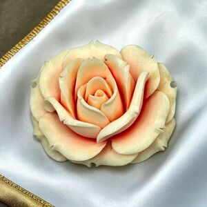 Rose Flower Brooch Vintage Floral Garden Bloom Romantic Sweetheart Silver 3D Pin